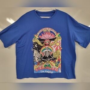 Vibrant Blue Los Angeles "She's A Rainbow Dreamland" Grungy Graphic Tee, Boxy XL